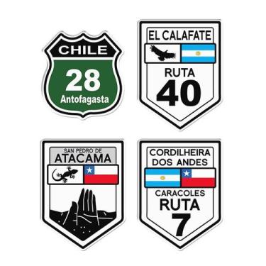 Imagem de Kit 4 Adesivos Resinados Rotas Chile Argentina Viagem - Cobra Motopart