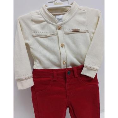 Imagem de Conjunto Body Piquet Bebê Menino Calça Sarja Paraiso 14668-Masculino