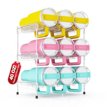 Imagem de Organizador de copo de garrafa de água empilhável atualizado com compartimento para Stanley 1,134 g com alça de copo, acessórios Stanley para despensa, armário e organização e armazenamento de cozinha