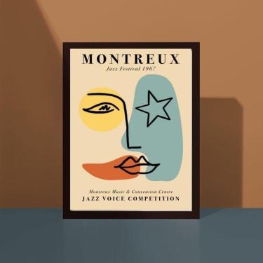 Imagem de Quadro Poster Beijo 45x34cm - Vidro e Moldura Madeira