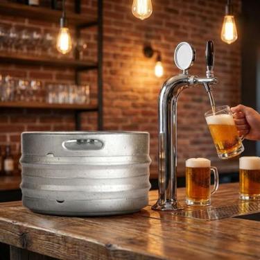 Imagem de Barril de Chopp 15 Litros Euro em Aço Inox 304 com Válvula S Padrão Si