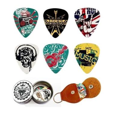 Imagem de Conjunto De 6 Palhetas De Guitarra Em Celuloide Com Suporte, Presente 