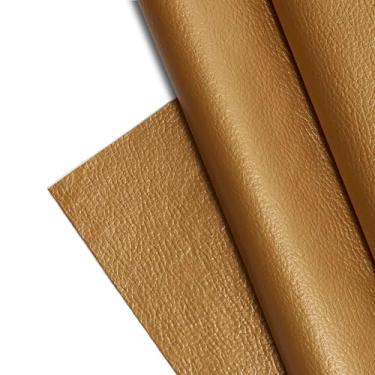 Imagem de Tecido de couro sintético texturizado, folhas de vinil de grão de seixo liso, material em relevo, estofamento, vestuário da moda, automotivo, faça você mesmo e artesanato - 30,5 cm x 137,2 cm (ouro)