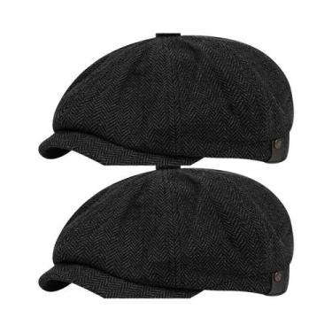 Imagem de Boina Masculina Vintage Listrada Com Padrão Espinha De Peixe Para Uso 