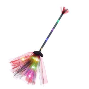Imagem de Vassoura de bruxa, decoração de das Bruxas, vassoura iluminada, acessórios de fantasia de bruxa, acessórios de cosplay, decorações de Halloween para festas, crianças, baile de , interior