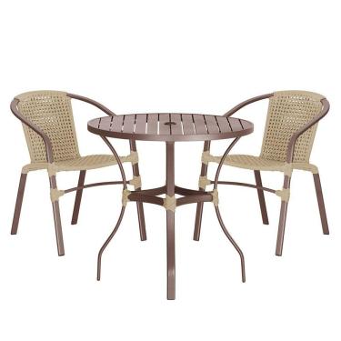 Imagem de 02 Cadeiras Floripa E Mesa Roma 100cm Marrom Trama Original Rami