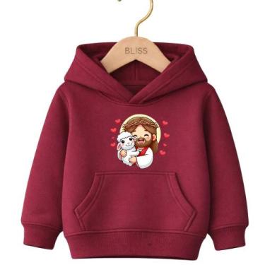 Imagem de Moletom Canguru Infantil Estampa Jesus Ovelhinha Coração 1024 Moda Inf