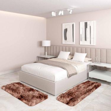 Imagem de Jogo Tapete Passadeira Quarto 2 Uni Mescl Marrom 50 X 140 Cm