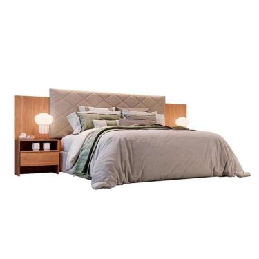 Imagem de Cabeceira Cama Box Madeirado Casal Everest Plus C/ 2 Gavetas Freijo Cumaru - Novo Horizonte