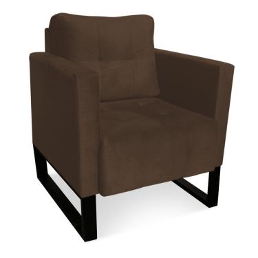 Imagem de Poltrona Sala Decorativa Livia Industrial Preto Suede Marrom M11 - D'Rossi