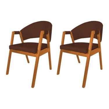 Imagem de Kit 2 Cadeiras Helen para Mesa de Jantar Madeira Maciça Cerejeira Premium Facto - Marrom