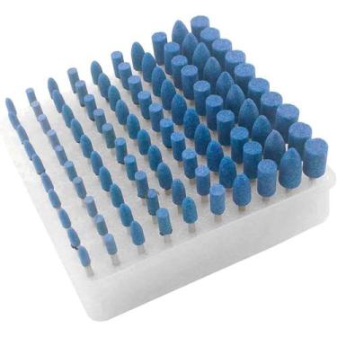 Imagem de Kit 100 Pontas Montadas 4 A 10Mm Rebolo Azul Micro Retífica - Dremax