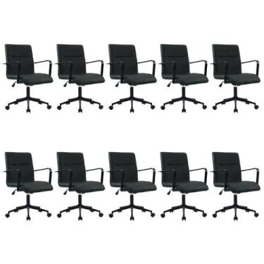 Imagem de Kit 10 Cadeiras Escritório Diretor Giratória em Couro com Relax Palerm