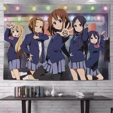Imagem de Tapeçaria para pendurar na parede K-On Anime, decoração de quarto 100x150cm