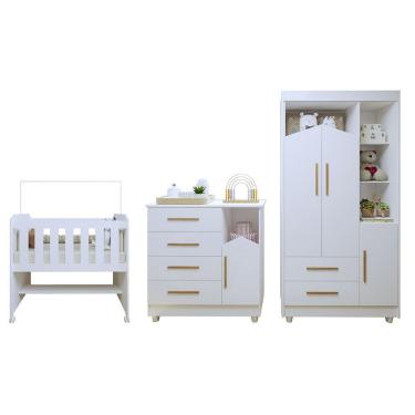 Imagem de Quarto De Bebê Completo 100% Mdf Estelar Tigus Baby Branco