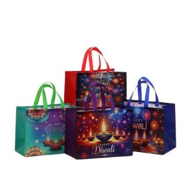 Imagem de Sacolas de presente de festa impressas em 3D, não tecidas, 33x25x17cm,