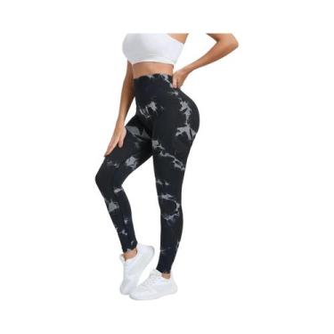 Imagem de Calças De Yoga Femininas De Cintura Alta Com Estampa Tie-Dye, Leggings