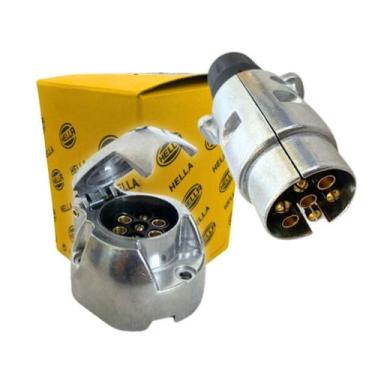 Imagem de Par Tomada Elétrica 7 Pinos Reboque Carreta Alumínio Hella