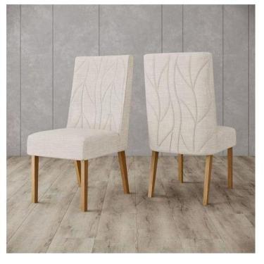 Imagem de Cadeira Para Mesa De Jantar Ambiente Eloá Kit 2 Peças Nature Linho - H