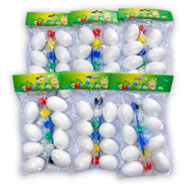 Imagem de 50 Ovos Isopor Pascoa Infantil Para Pintar Colorir Escola Promo - Mult