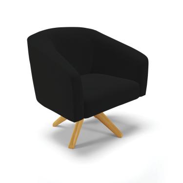 Imagem de Poltrona Decorativa Giratória MA30 Stella Linho Preto D03 - D'Rossi