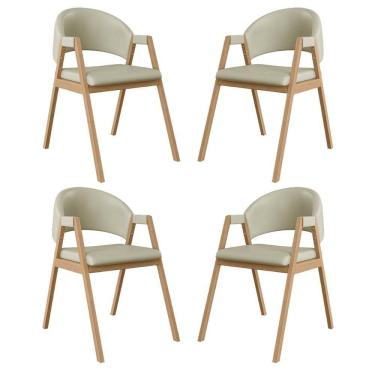 Imagem de Kit 4 Cadeiras Suellen Luxo Reforçada Mesa De Jantar Courino Bege