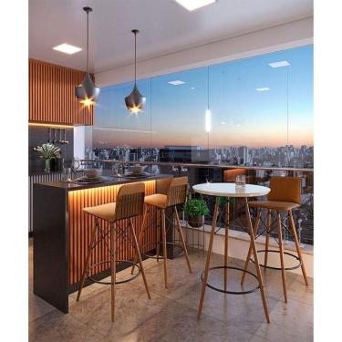 Imagem de Mesa Bistrô Com Banqueta Kit 3 Peças Ambiente Gourmet Off White Facto Marrom - Imcal