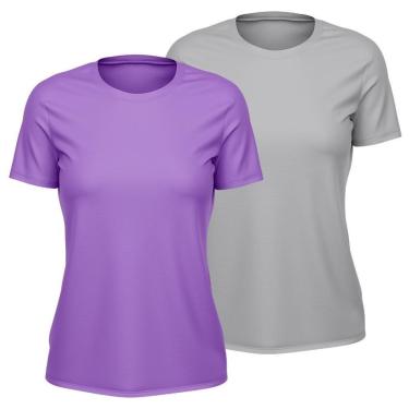 Imagem de Kit 2 Camisetas Feminina Dry Manga Curta Proteção UV Slim Básica Academia Treino ness-Feminino