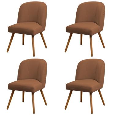 Imagem de Kit 04 Cadeiras De Jantar Cléo Pés Palito Linho Terracota - Nexta Casa