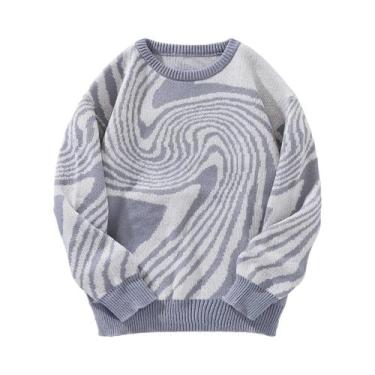 Imagem de Suéter Masculino De Inverno Com Jacquard Labirinto, Gola Redonda, Core