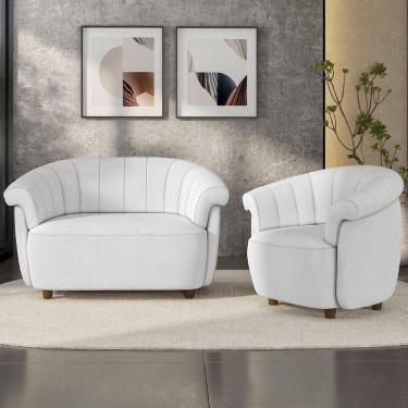 Imagem de Sofá 2 Lugares 150cm E Poltrona Lykan Boucle Cru Z32 - Mpozenato