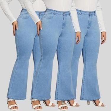 Imagem de Kit 3 Calças Skinny Flare Tex Jeans Elegante e Casual Feminina-Feminino