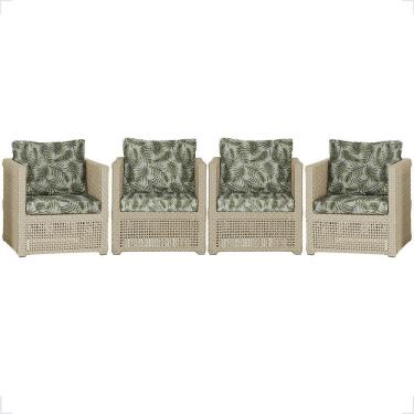 Imagem de Kit 4 Poltronas Madri Alumínio Corda Náutica Estofado Tecido Impermeável Trama Original