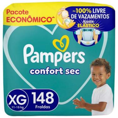 Imagem de Fralda Pampers Confort Sec Tam. XG 11 a 15kg 148 Unidades, XG, 148