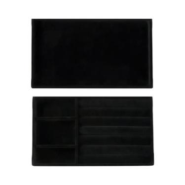 Imagem de Bandeja Organizadora De Joias Em Veludo Preto Para Anéis, Pulseiras E 