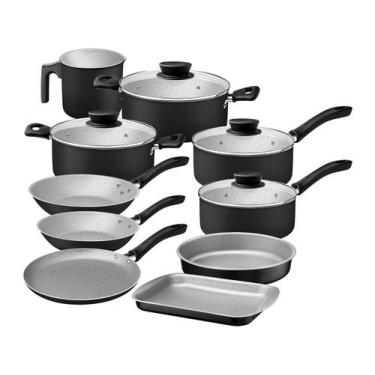 Imagem de Jogo de Panelas Tramontina Antiaderente 10 Peças Linz, Preto, 10 peças