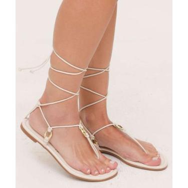 Imagem de Sandália Feminina Rasteira Amarração Vizzano-64034, Branco, 38