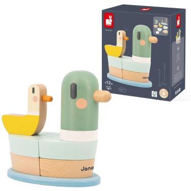 Imagem de Brinquedo Pato de Empilhar Janod Madeira Infantil Desenvolvimento Cognitivo para Bebê