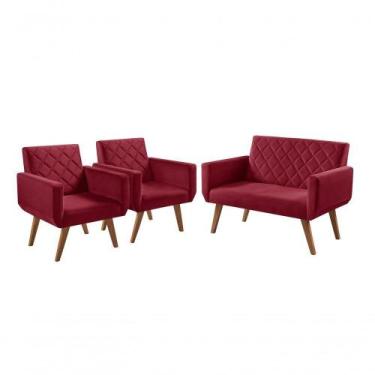 Imagem de Conjunto De Poltronas Anabelle 2 Lugares E 1 Lugar Bordô Unidecor