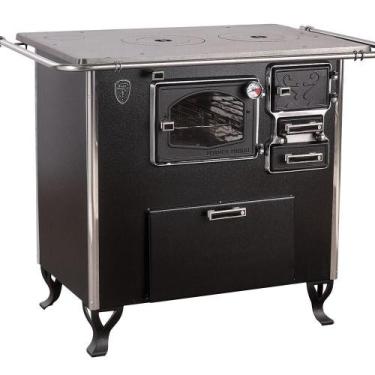 Imagem de Fogão A Lenha Com Forno E Caixa Esq Preto Fornos Pinhal N2