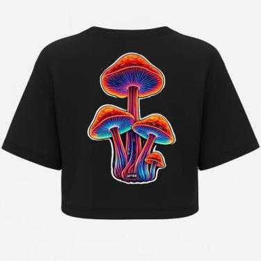 Imagem de Cropped Oversized Preto Mushroom - Estampa DTF em Algodão - After, G