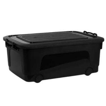 Imagem de Caixa Organizadora 34L Preta Com Trava e Rodinhas Unidade - Giotto