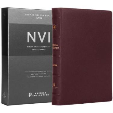 Imagem de Livro - Bíblia Sagrada NVI, Letra Grande, Couro legítimo vinho, Leitur