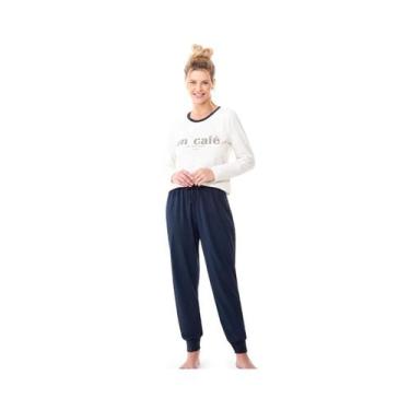 Imagem de Pijama Zee Rucci Feminino Fechado Inverno Zr3201-046 Branco Poa, G, Br