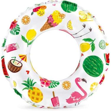 Imagem de Boia Redonda Infantil Inflável Piscina e Praia - Intex, Tropical 51cm