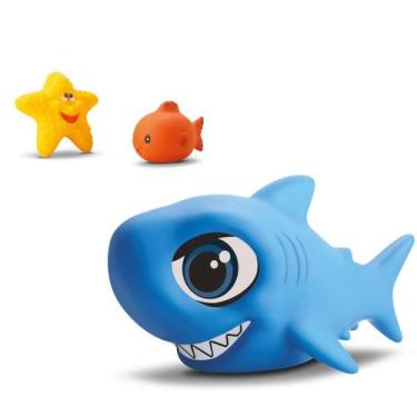 Imagem de Boneco Brinquedo de Banho Tubarãozino Baby Vinil Atóxico - Bee Toys, A