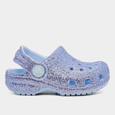 Imagem de Sandália Crocs Infantil Classic Chunky Glitter Clog T, Azul, 26