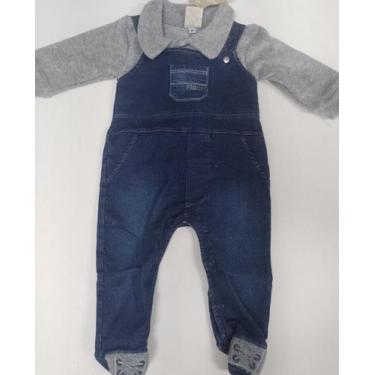 Imagem de Macacão Longo Luxo Jeans Bebê Menino Plush Buckle Katita 163 -, Cinza,