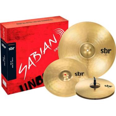 Imagem de Kit de pratos sabian pure brass 14" hi hat 16" crash 20 ride" - sbr