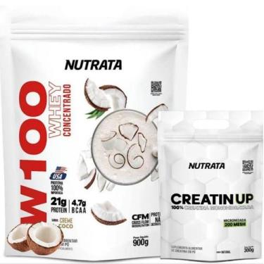 Imagem de Kit Suplemento Whey Protein W100 Sabores Nutrata 900g Creatina 300g Pu